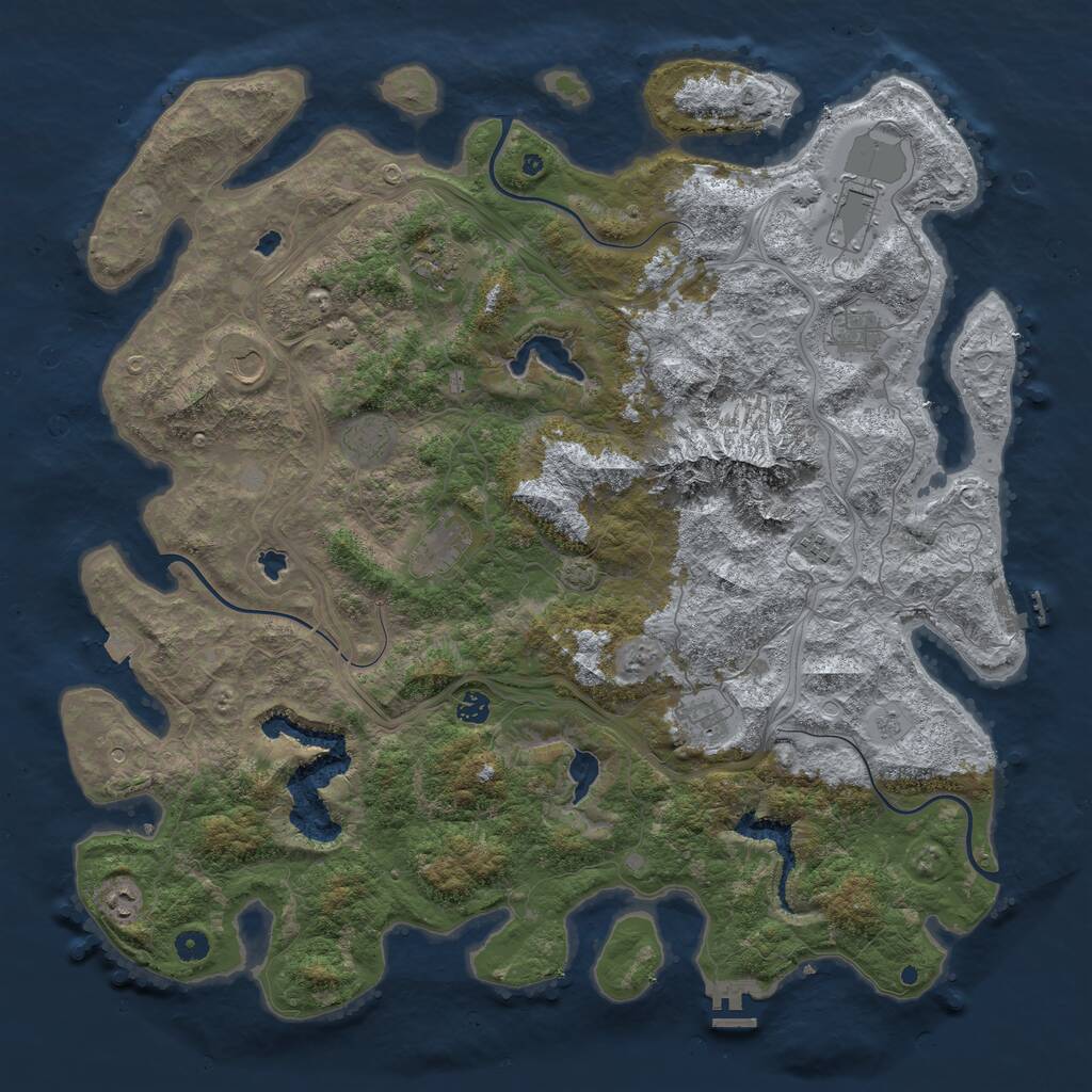 Rust Map: Procedural Map, Size: 5000, Seed: 20220708, 16 Monuments
