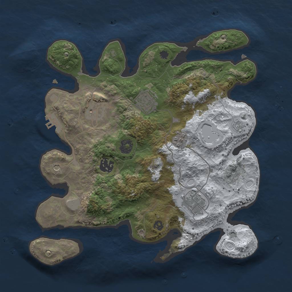 Rust Map: Procedural Map, Size: 3000, Seed: 5983, 13 Monuments
