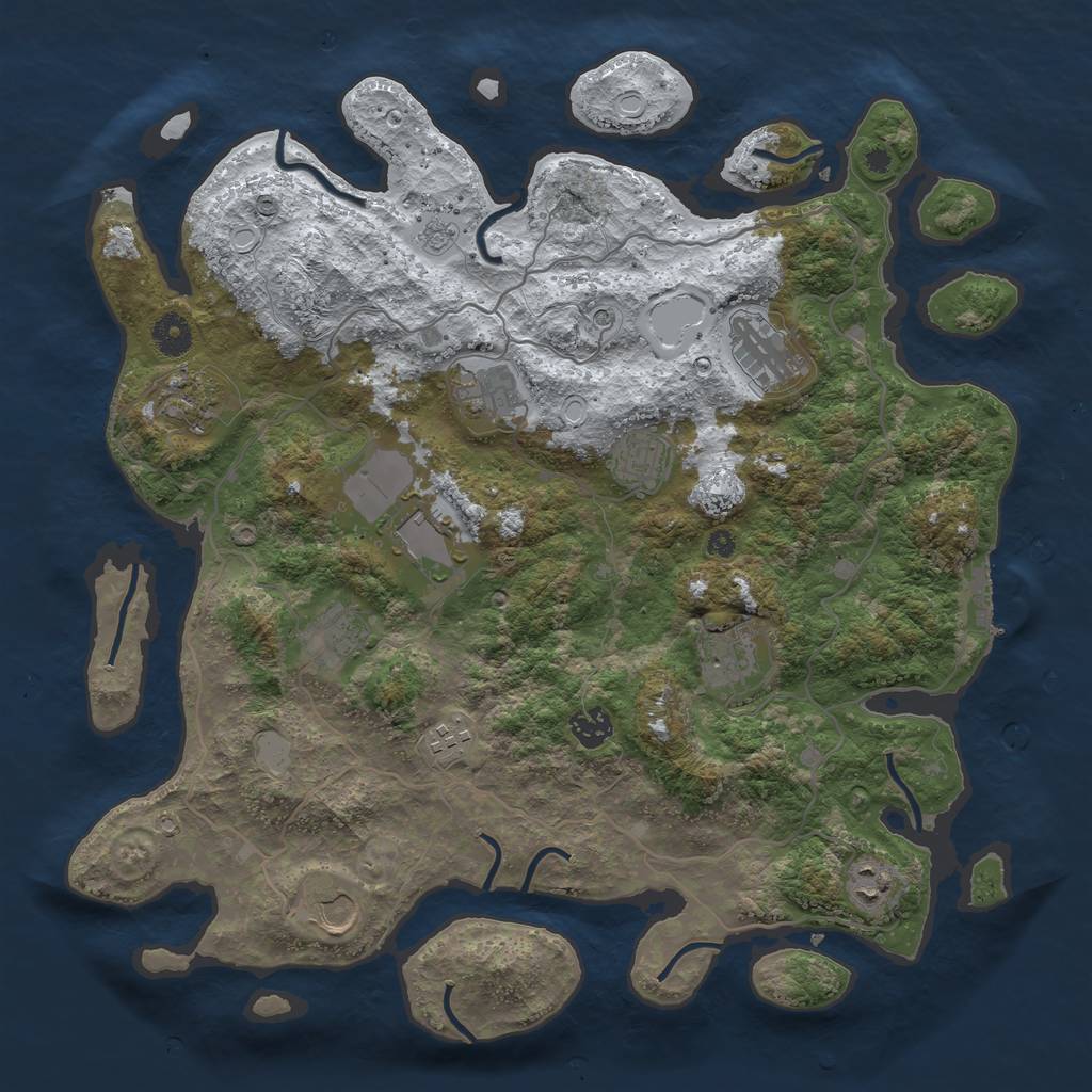 Rust Map: Procedural Map, Size: 4000, Seed: 824, 19 Monuments