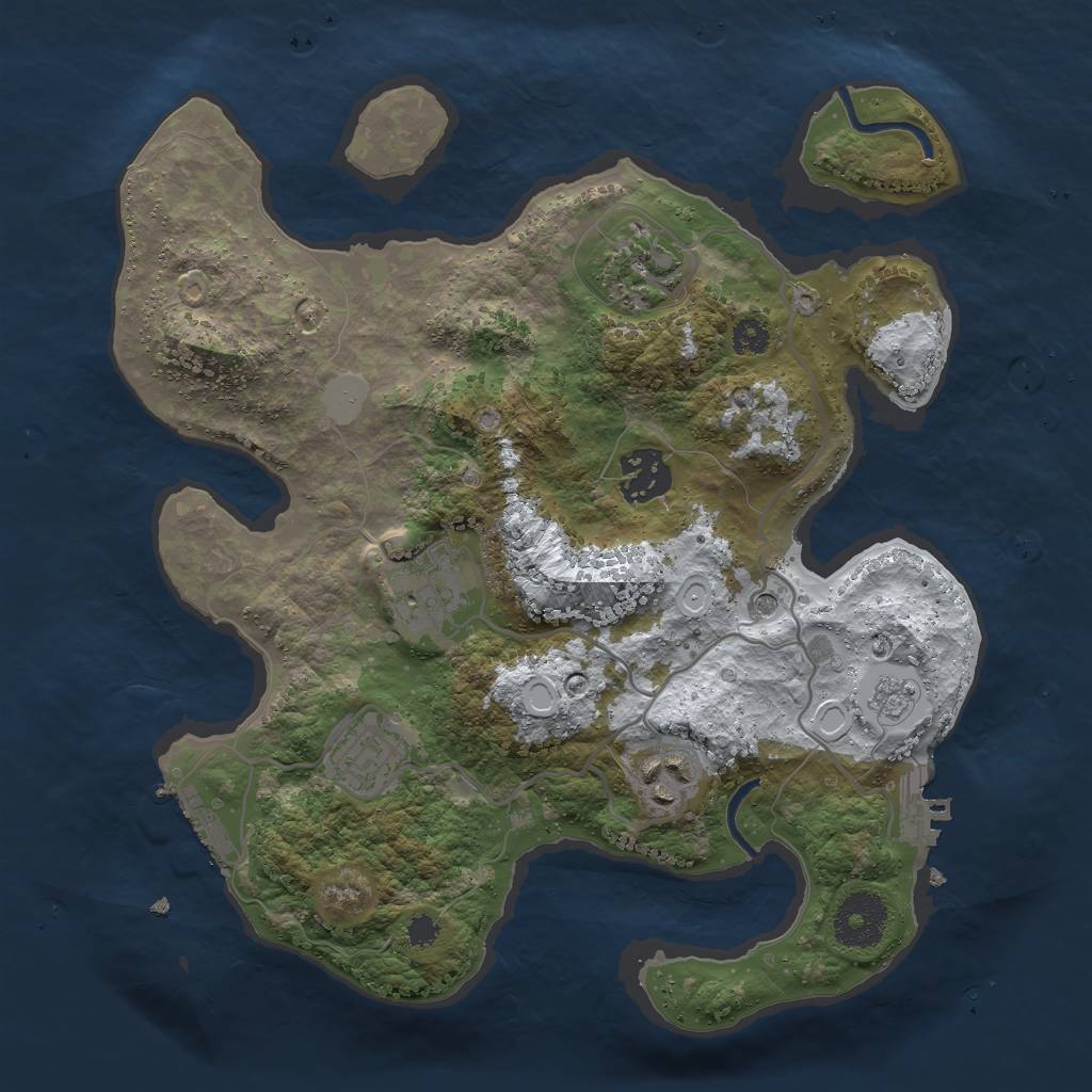 Rust Map: Procedural Map, Size: 3000, Seed: 51741, 14 Monuments