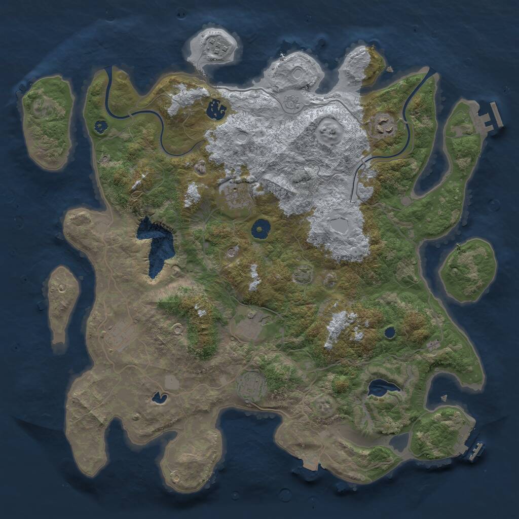 Rust Map: Procedural Map, Size: 4000, Seed: 49306, 13 Monuments