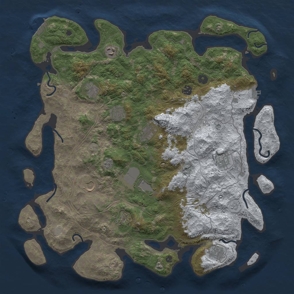 Rust Map: Procedural Map, Size: 4500, Seed: 55555555, 20 Monuments