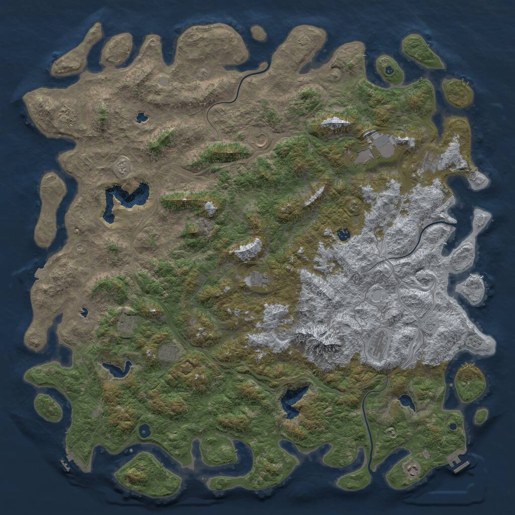Rust Map: Procedural Map, Size: 6000, Seed: 8977, 17 Monuments