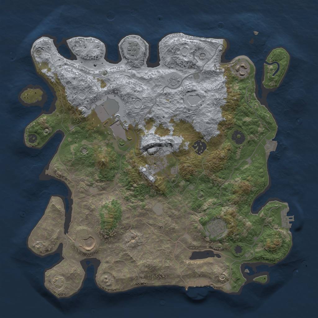 Rust Map: Procedural Map, Size: 3500, Seed: 375784691, 15 Monuments