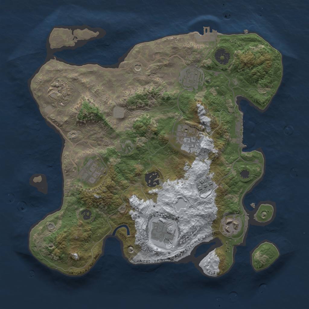 Rust Map: Procedural Map, Size: 3000, Seed: 71, 16 Monuments