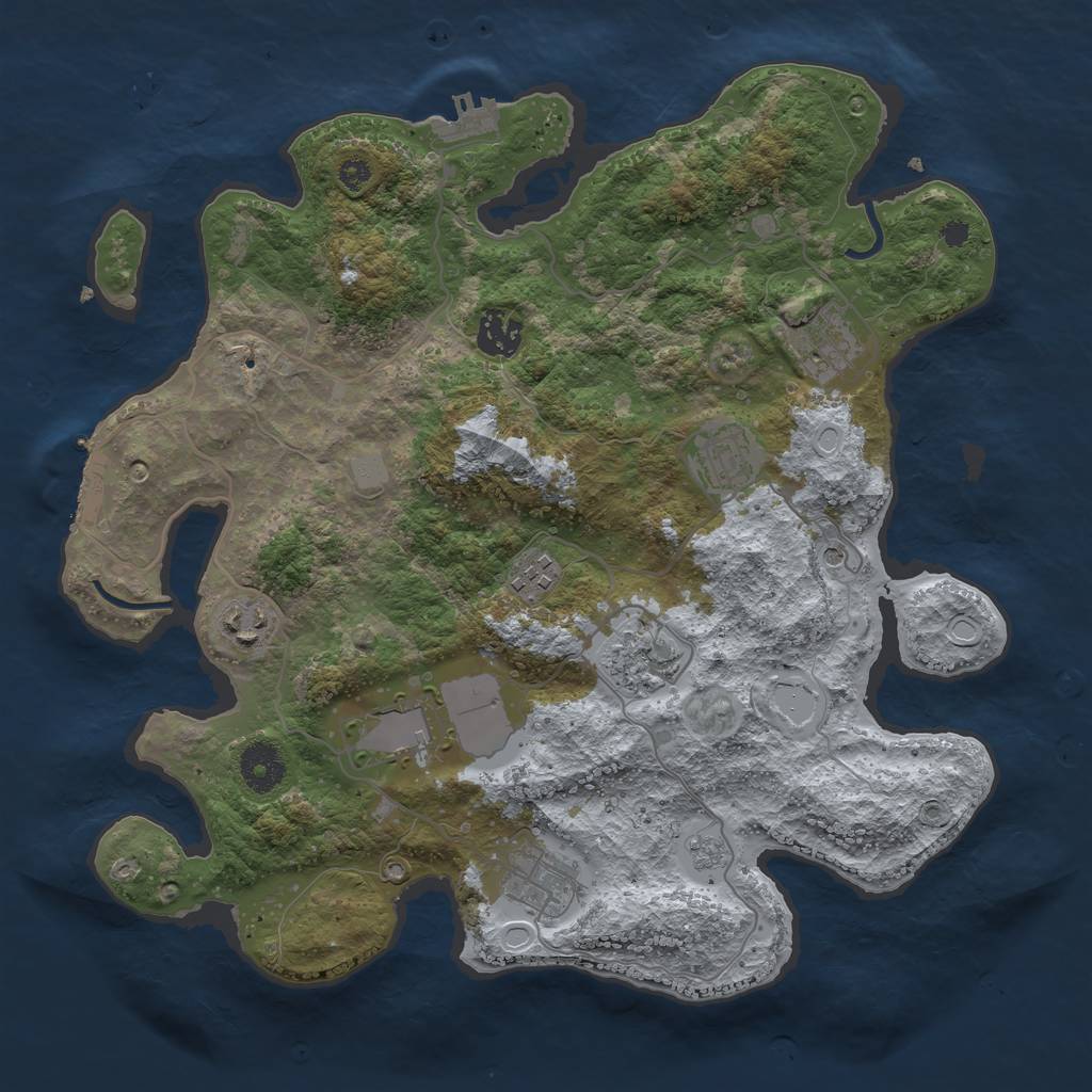 Rust Map: Procedural Map, Size: 3500, Seed: 93412, 17 Monuments