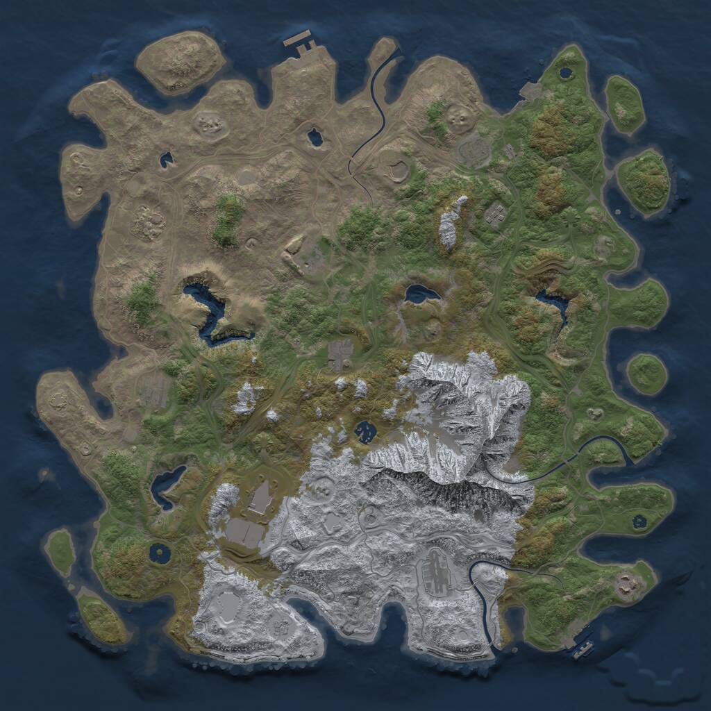 Rust Map: Procedural Map, Size: 5000, Seed: 1253024832, 17 Monuments