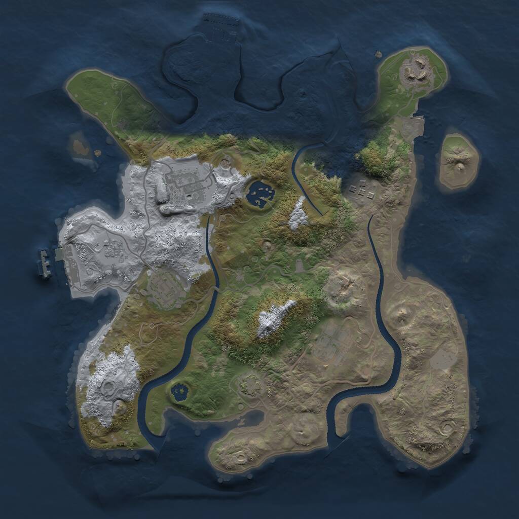 Rust Map: Procedural Map, Size: 3000, Seed: 1225866097, 12 Monuments