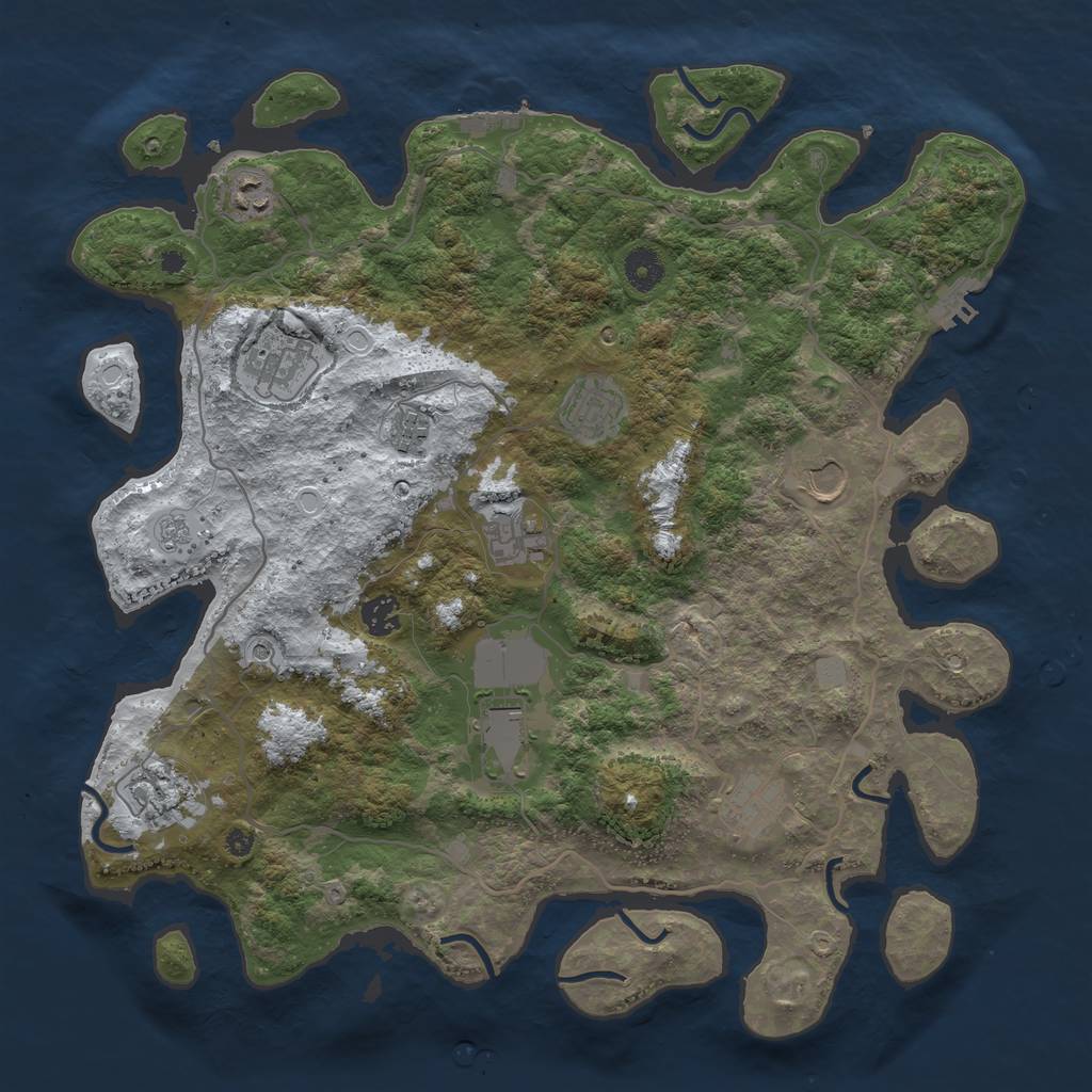 Rust Map: Procedural Map, Size: 4000, Seed: 458607, 19 Monuments