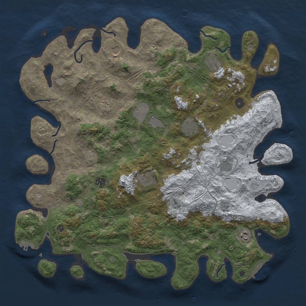 Rust Map: Procedural Map, Size: 4500, Seed: 1960904247, 19 Monuments