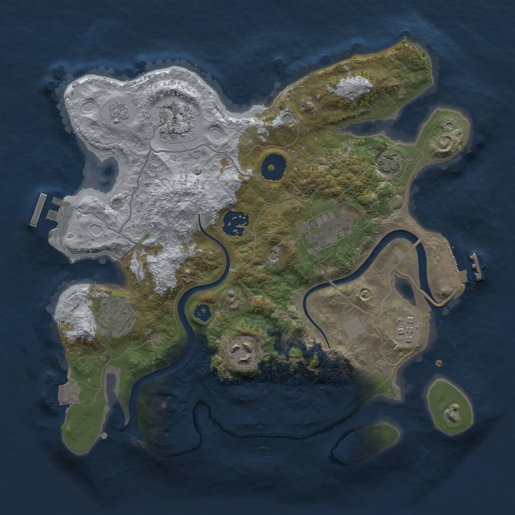 Rust Map: Procedural Map, Size: 3000, Seed: 17454, 12 Monuments