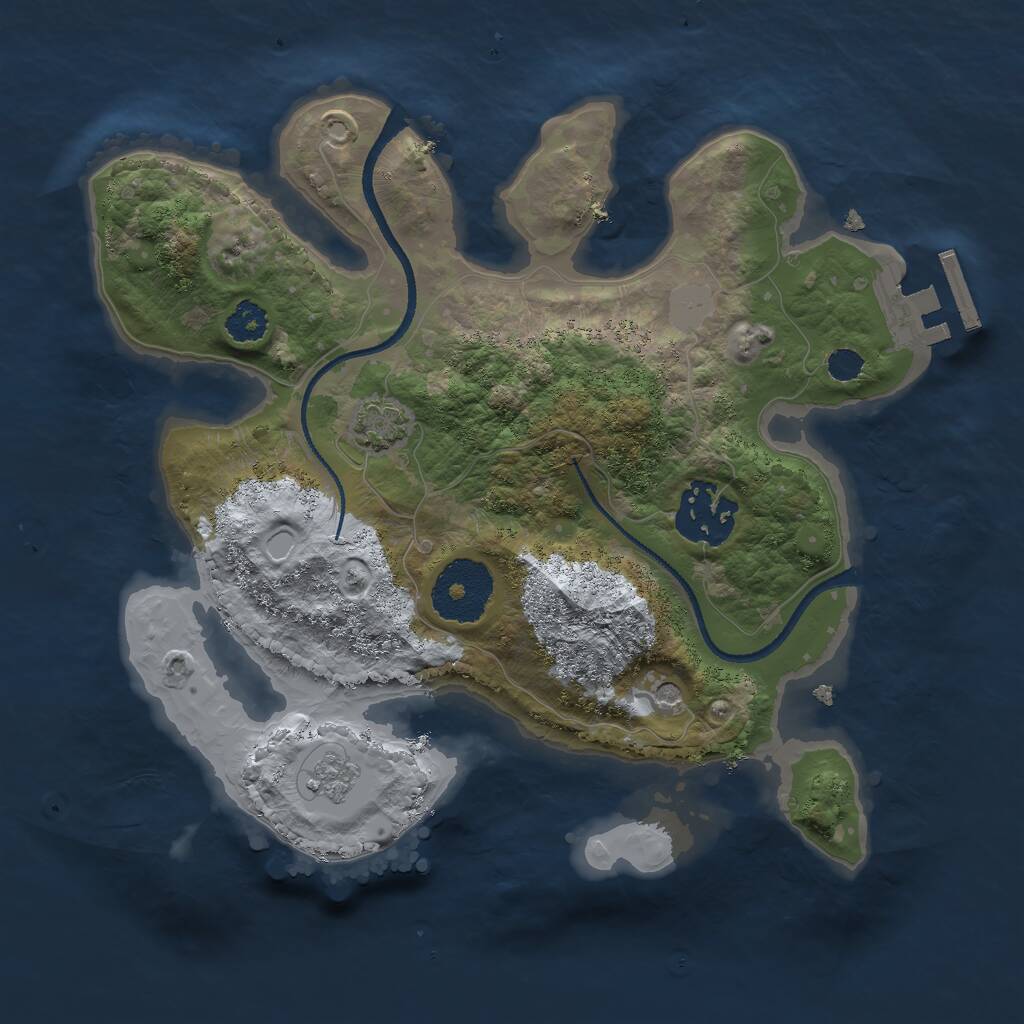 Rust Map: Procedural Map, Size: 2500, Seed: 24884, 6 Monuments
