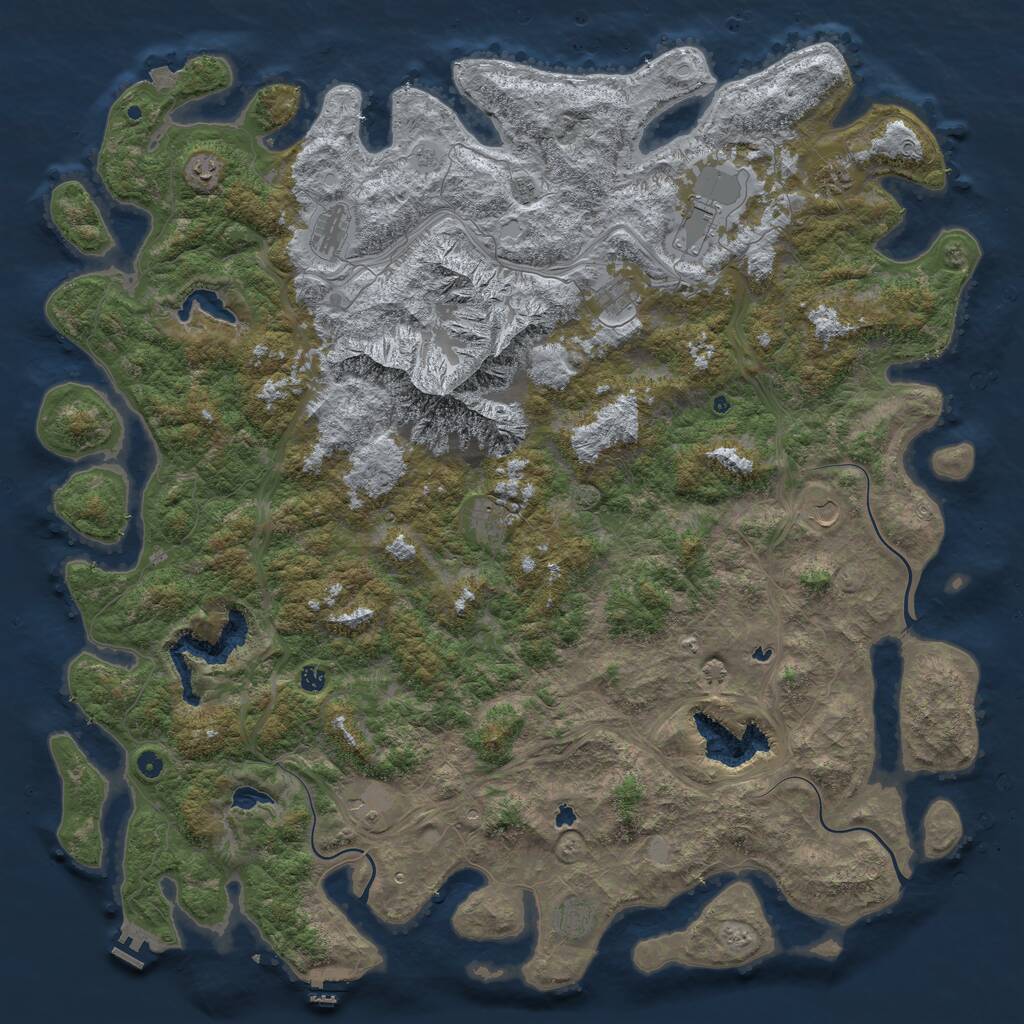 Rust Map: Procedural Map, Size: 6000, Seed: 5121, 17 Monuments