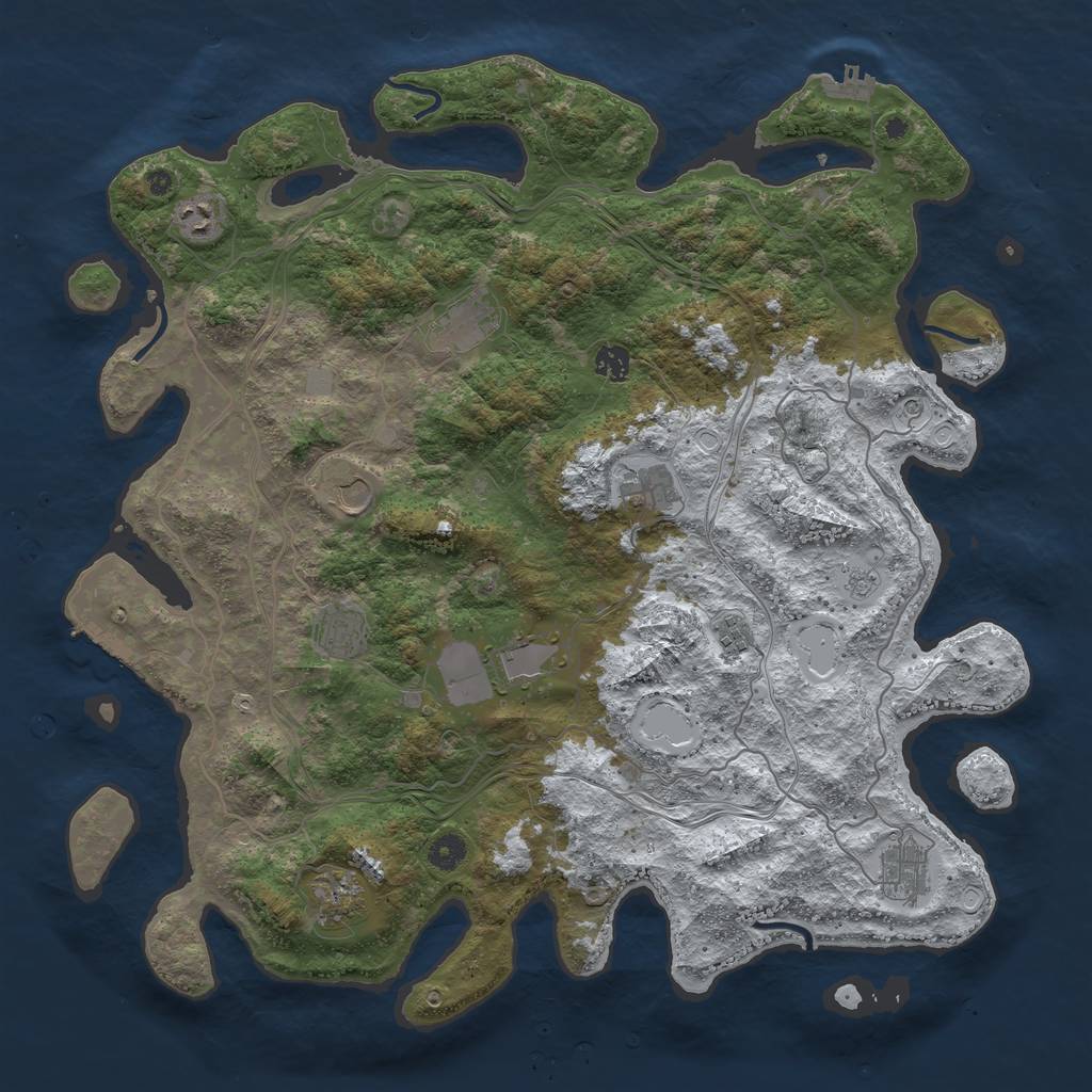 Rust Map: Procedural Map, Size: 4500, Seed: 1695857, 19 Monuments