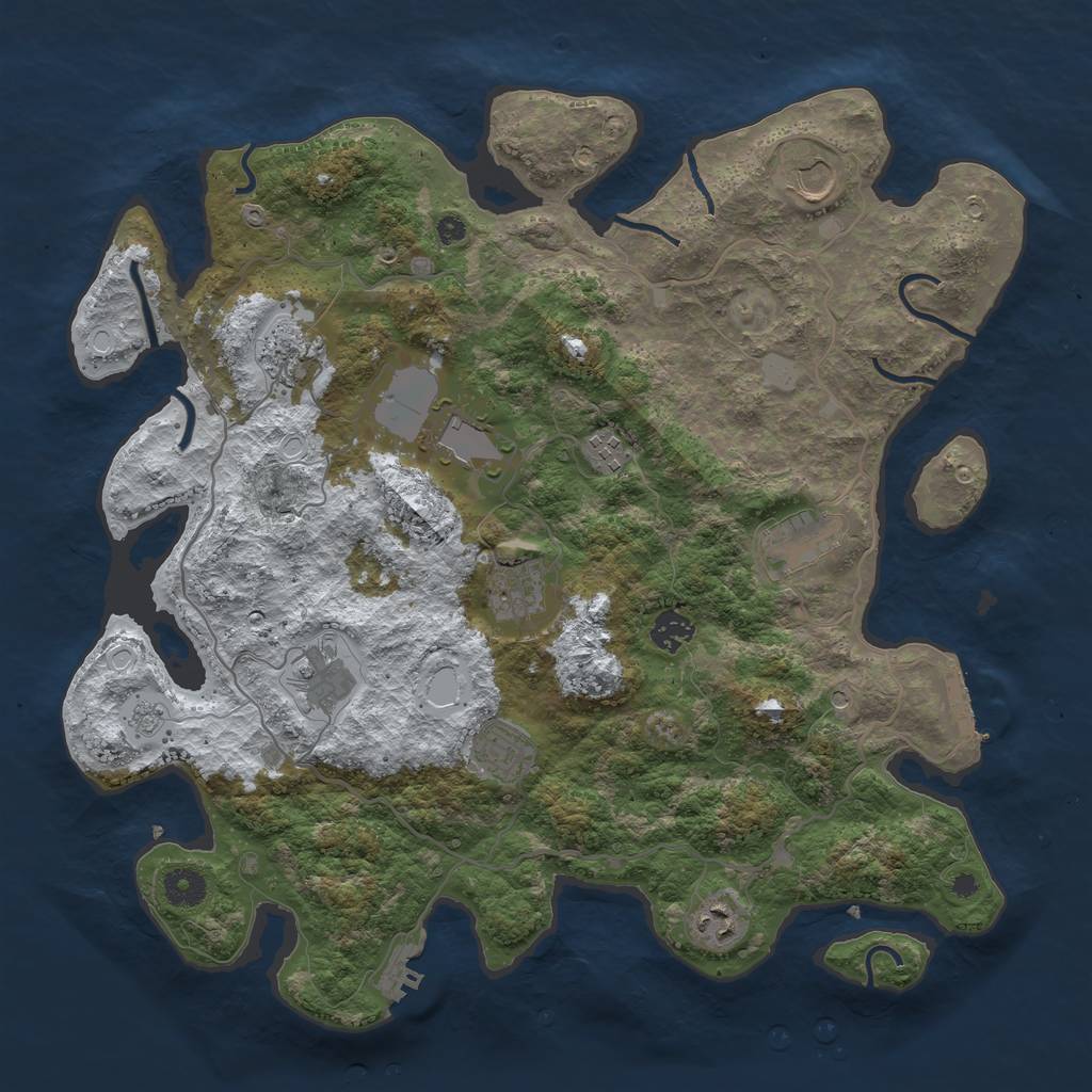 Rust Map: Procedural Map, Size: 4000, Seed: 65424764, 19 Monuments