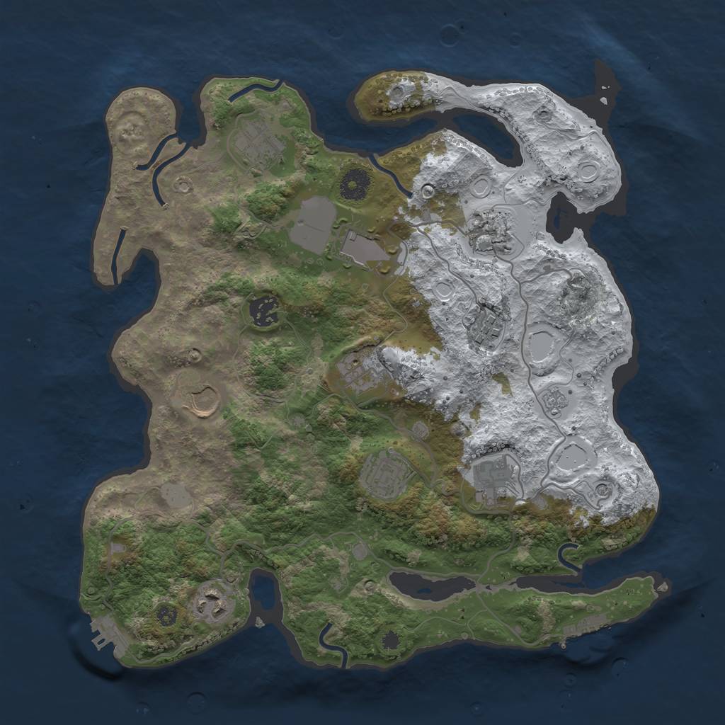 Rust Map: Procedural Map, Size: 3500, Seed: 1847297432, 19 Monuments
