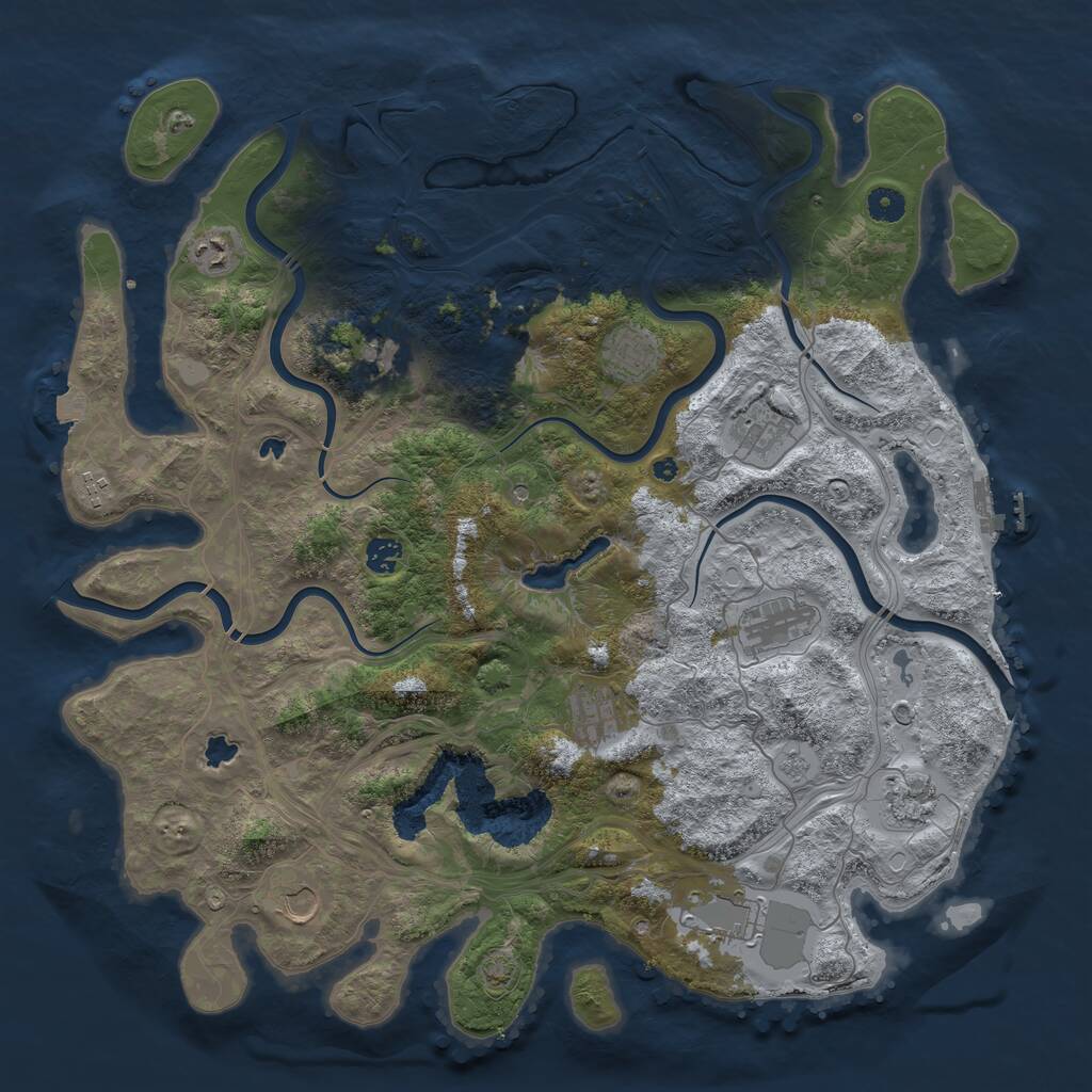 Rust Map: Procedural Map, Size: 4500, Seed: 2501426, 17 Monuments