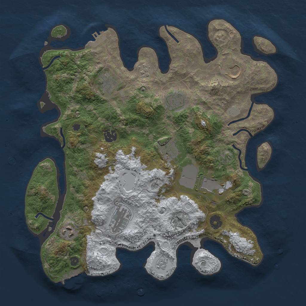 Rust Map: Procedural Map, Size: 3500, Seed: 919663971, 18 Monuments