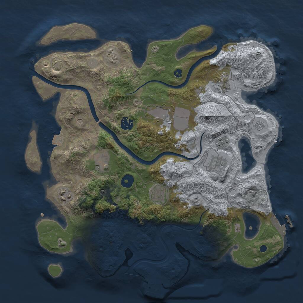 Rust Map: Procedural Map, Size: 3500, Seed: 1427568918, 14 Monuments