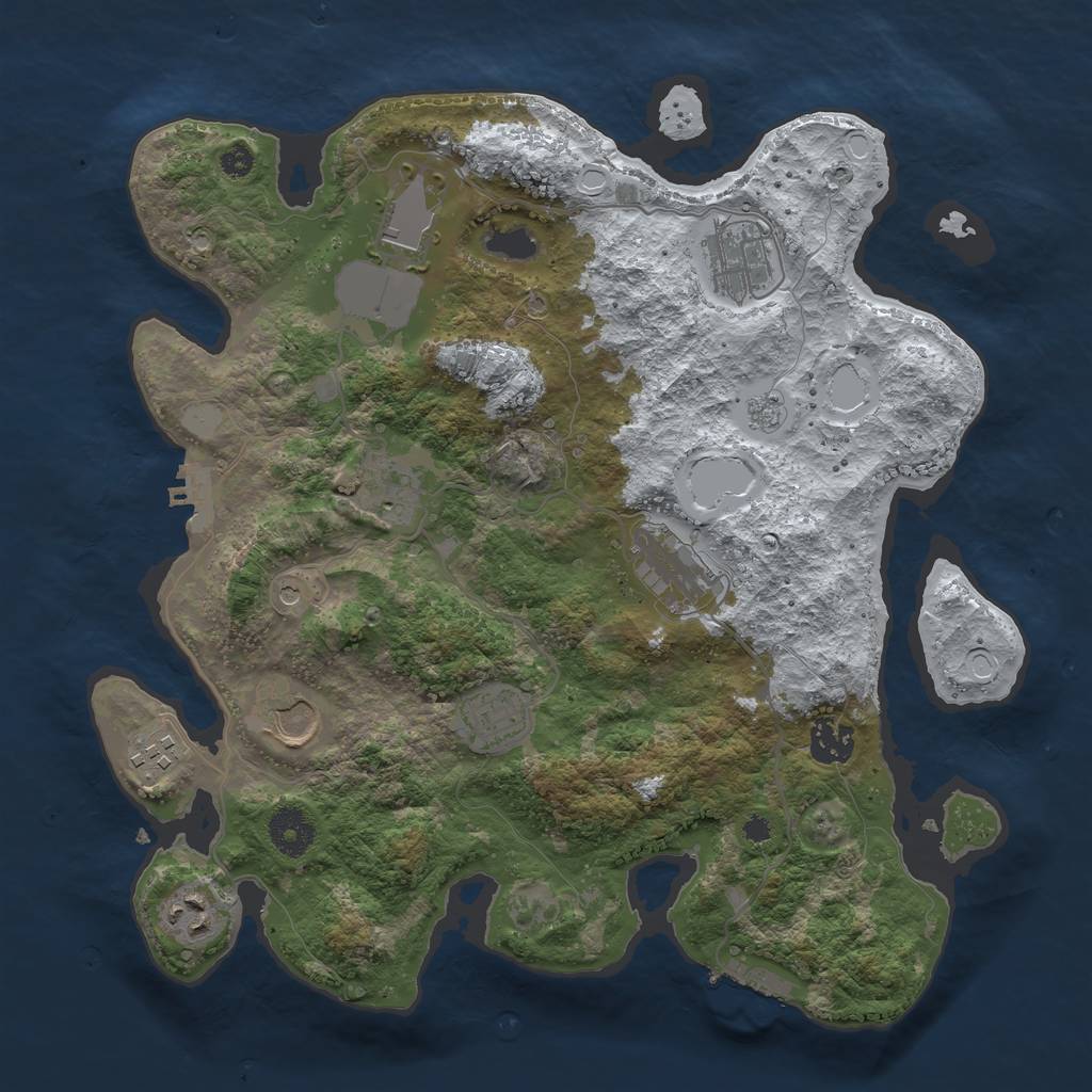 Rust Map: Procedural Map, Size: 3500, Seed: 7765, 18 Monuments