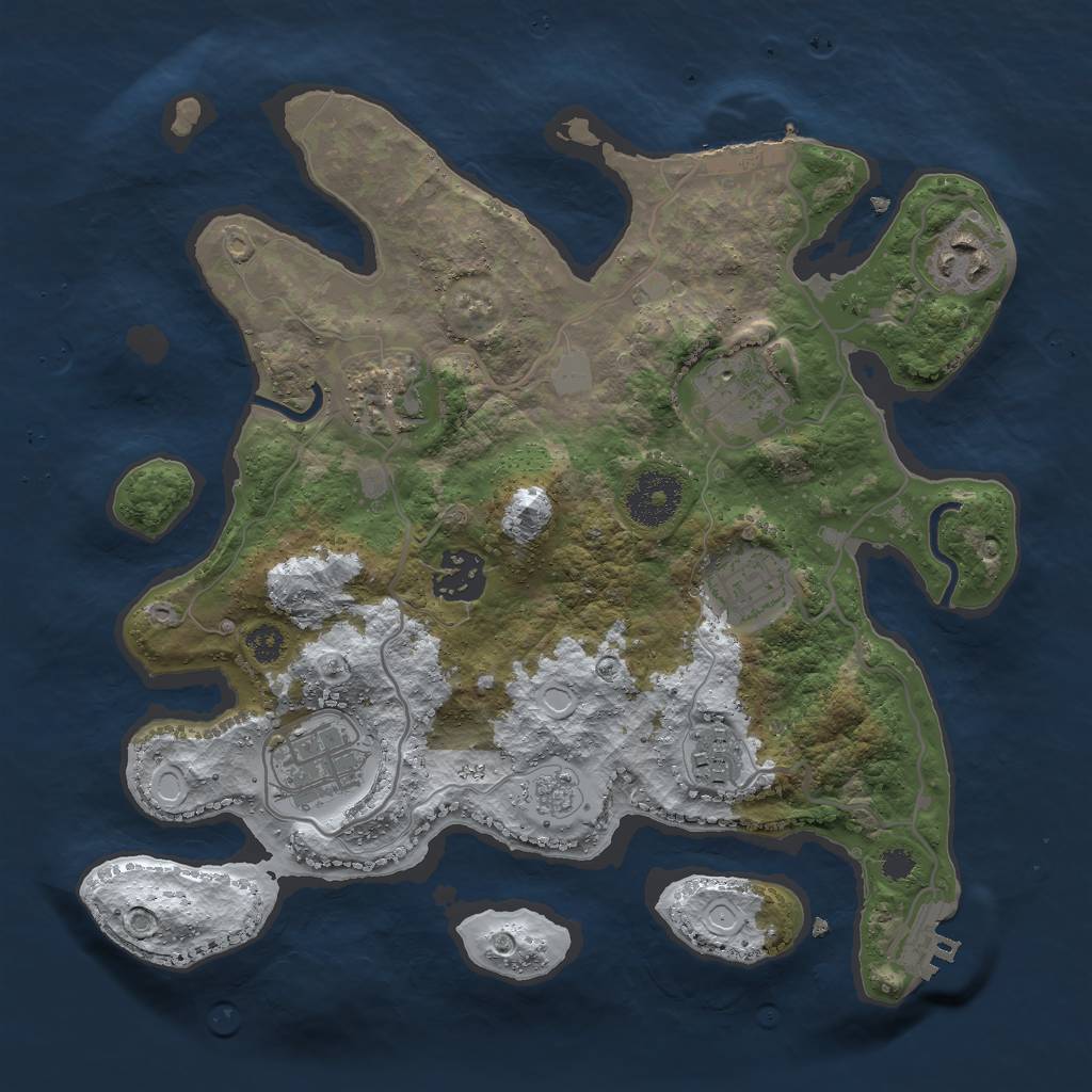 Rust Map: Procedural Map, Size: 3000, Seed: 9551, 15 Monuments