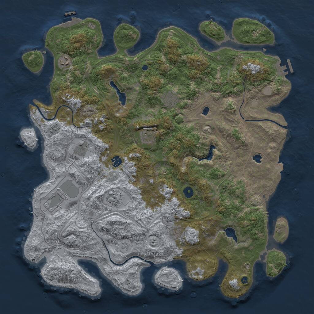 Rust Map: Procedural Map, Size: 4500, Seed: 1049617914, 15 Monuments