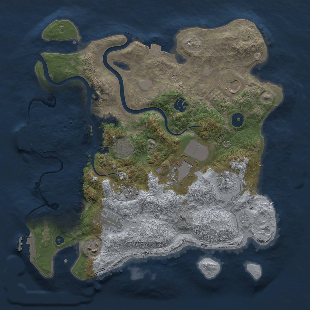 Rust Map: Procedural Map, Size: 3500, Seed: 284407927, 14 Monuments