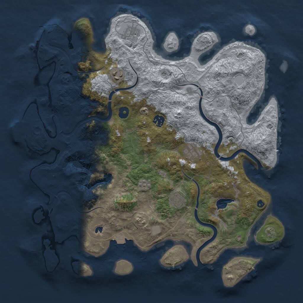 Rust Map: Procedural Map, Size: 4000, Seed: 31079, 10 Monuments