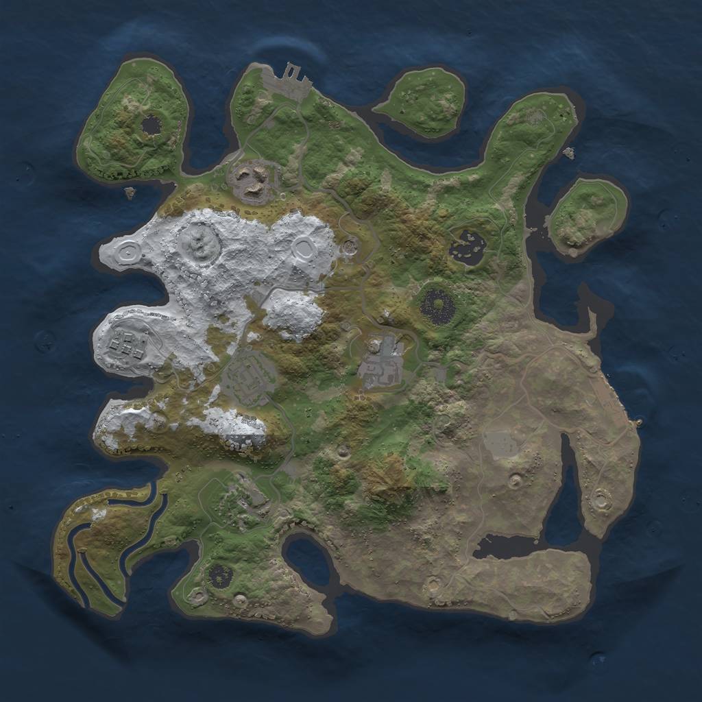 Rust Map: Procedural Map, Size: 3000, Seed: 1227757712, 14 Monuments