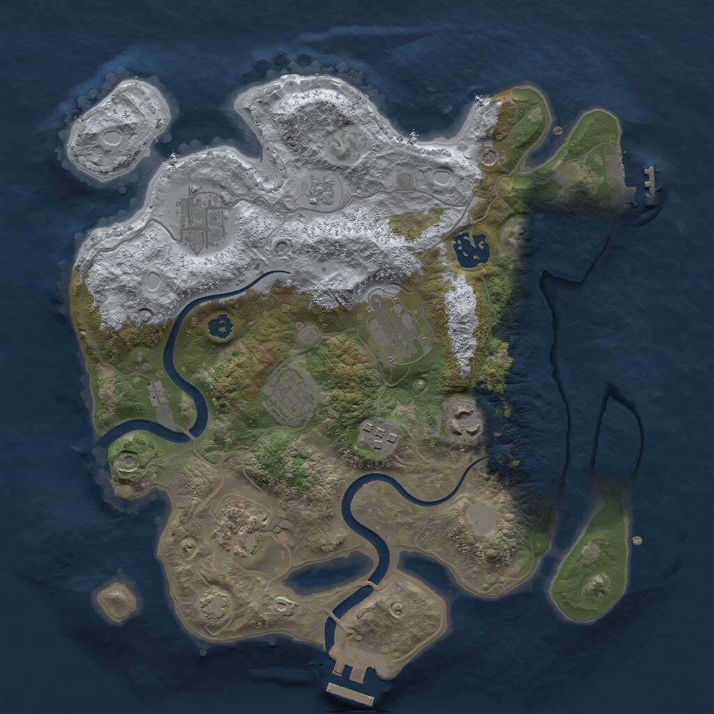 Rust Map: Procedural Map, Size: 3000, Seed: 2053782022, 13 Monuments