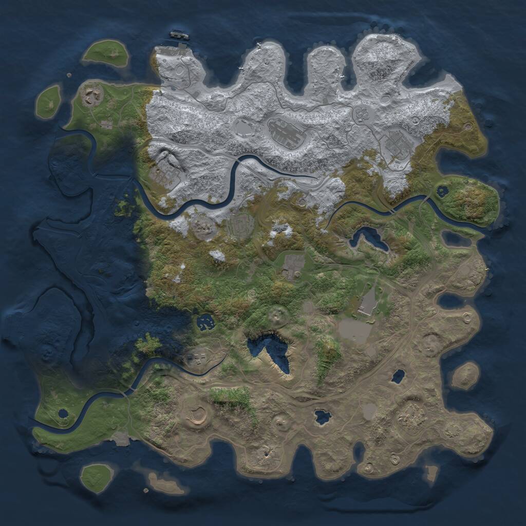 Rust Map: Procedural Map, Size: 4500, Seed: 8857922, 17 Monuments