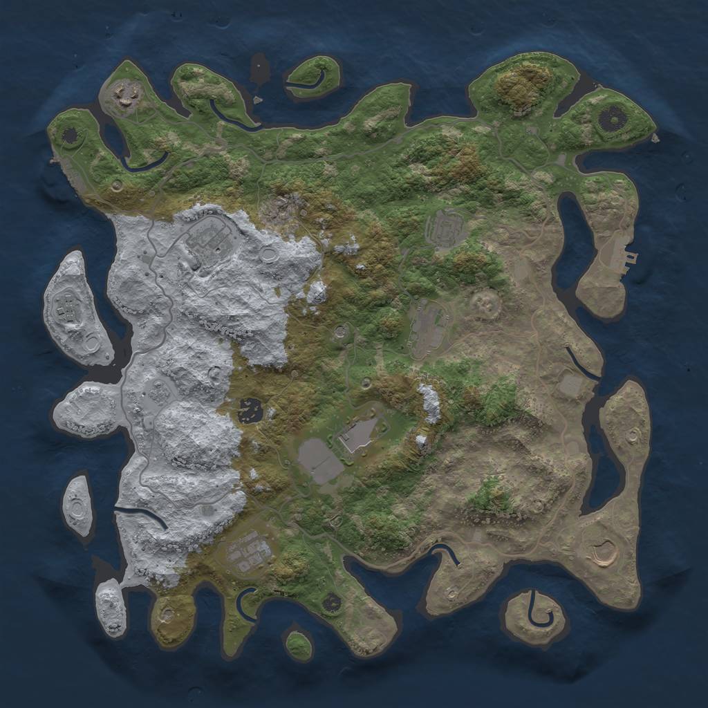 Rust Map: Procedural Map, Size: 4000, Seed: 23916590, 18 Monuments
