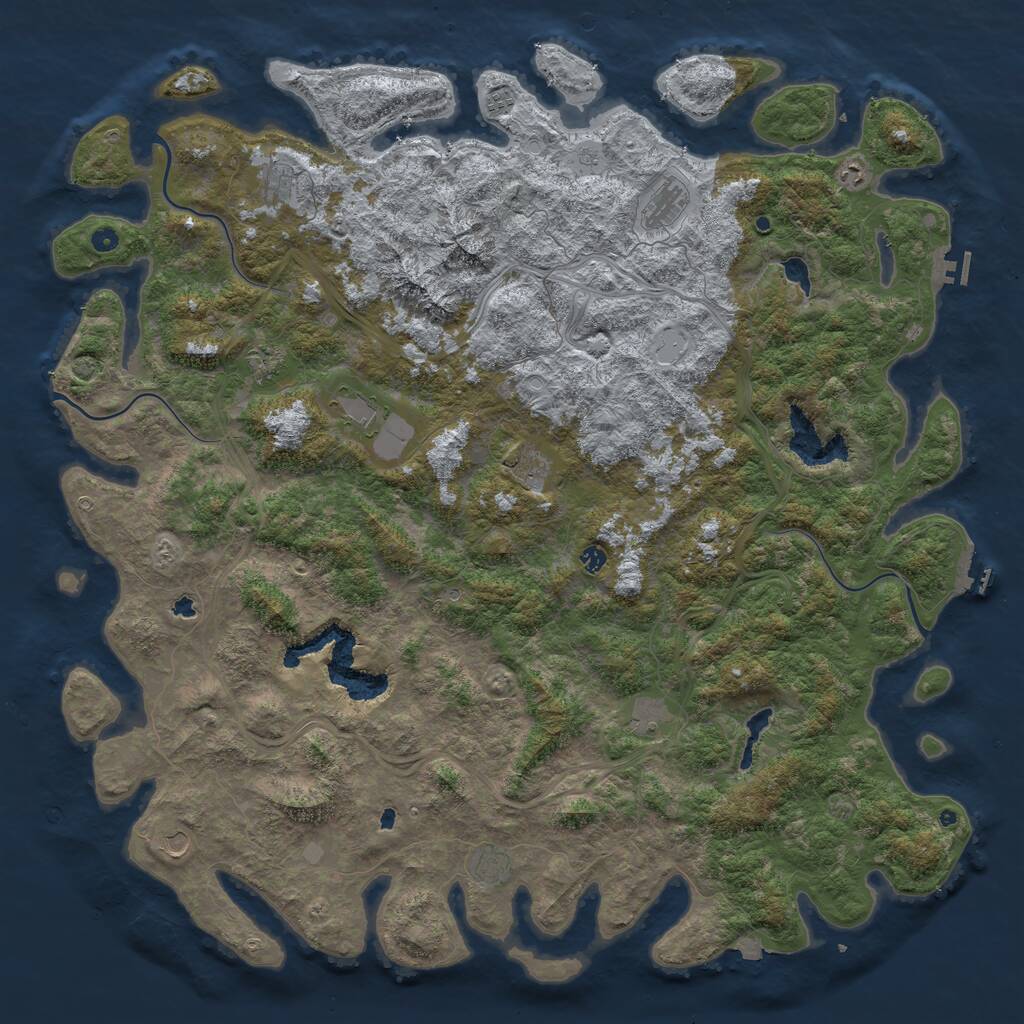 Rust Map: Procedural Map, Size: 6000, Seed: 32142069, 17 Monuments