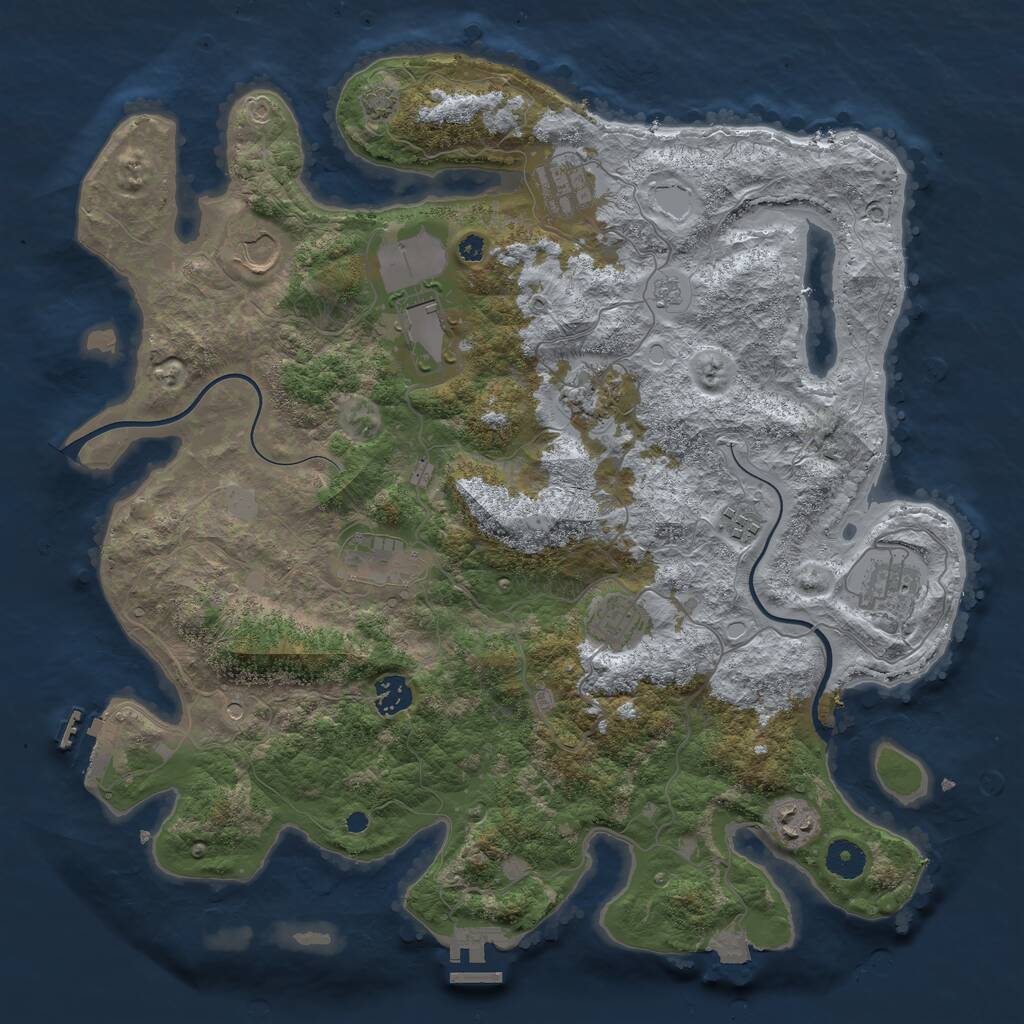 Rust Map: Procedural Map, Size: 3950, Seed: 303193970, 16 Monuments