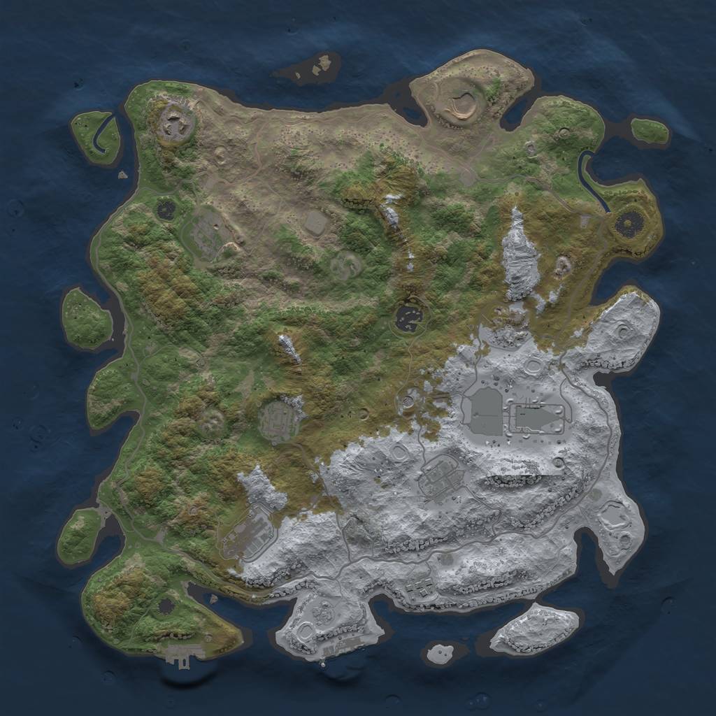 Rust Map: Procedural Map, Size: 4000, Seed: 8453, 17 Monuments