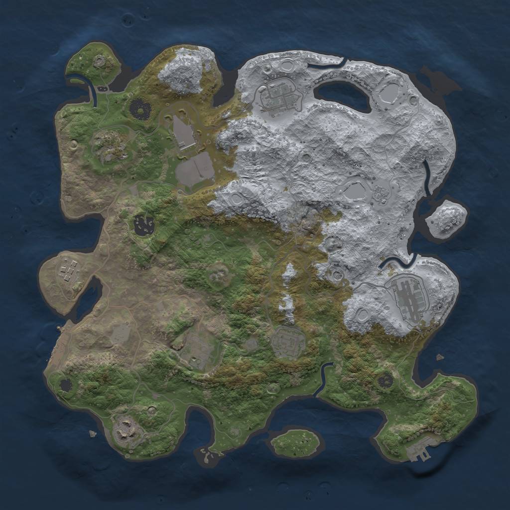 Rust Map: Procedural Map, Size: 3500, Seed: 221881770, 18 Monuments