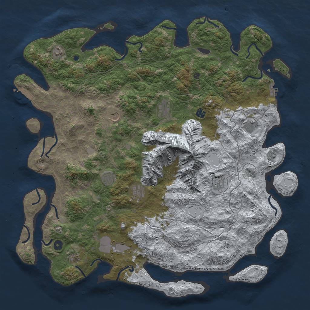 Rust Map: Procedural Map, Size: 5000, Seed: 54226533, 20 Monuments