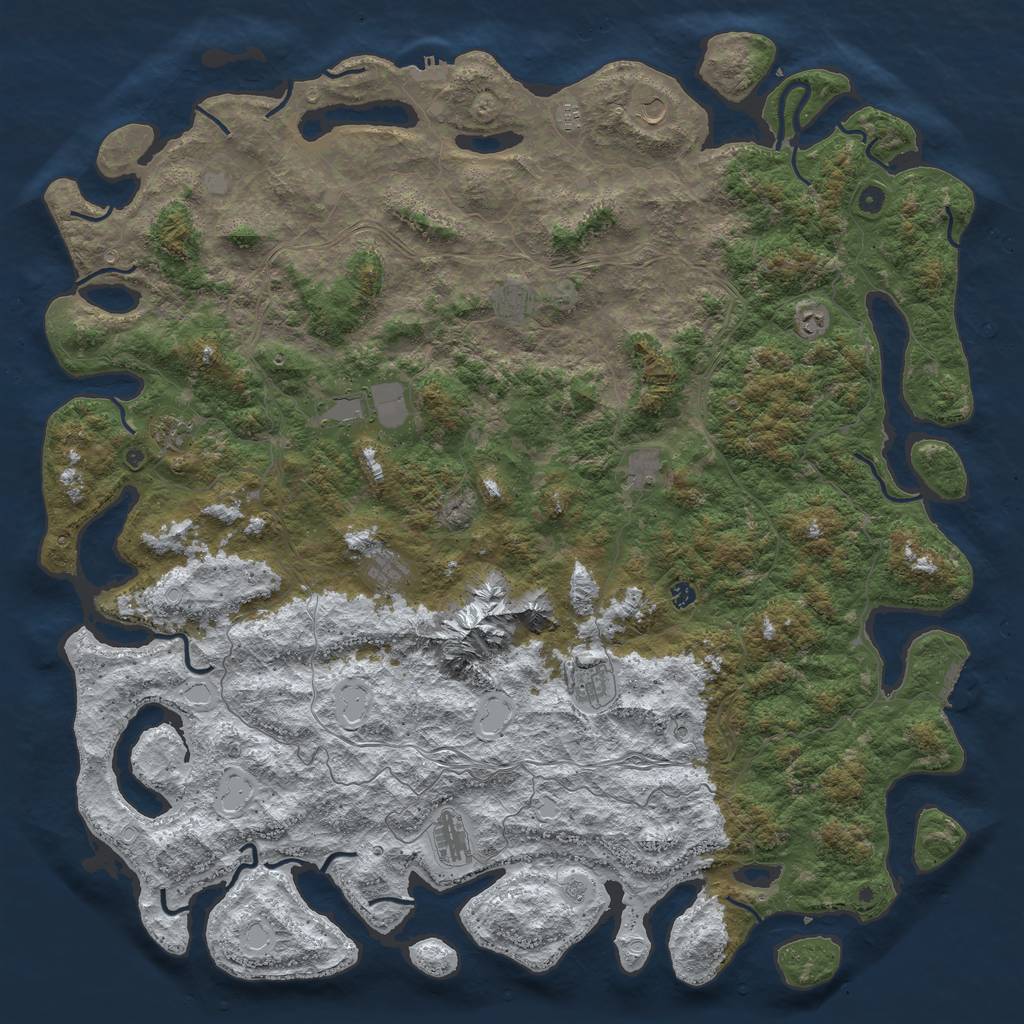 Rust Map: Procedural Map, Size: 6000, Seed: 12321, 20 Monuments