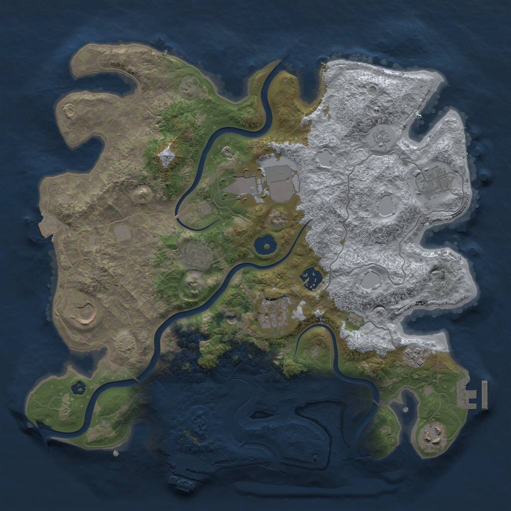 Rust Map: Procedural Map, Size: 3600, Seed: 5457854, 14 Monuments