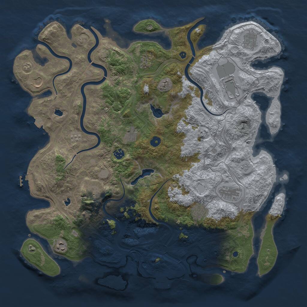 Rust Map: Procedural Map, Size: 4500, Seed: 574687871, 17 Monuments