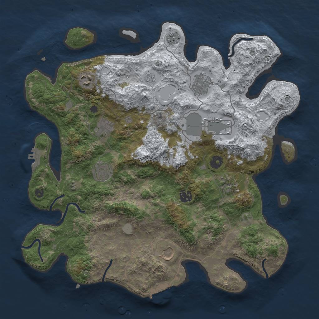 Rust Map: Procedural Map, Size: 3700, Seed: 1006716410, 18 Monuments
