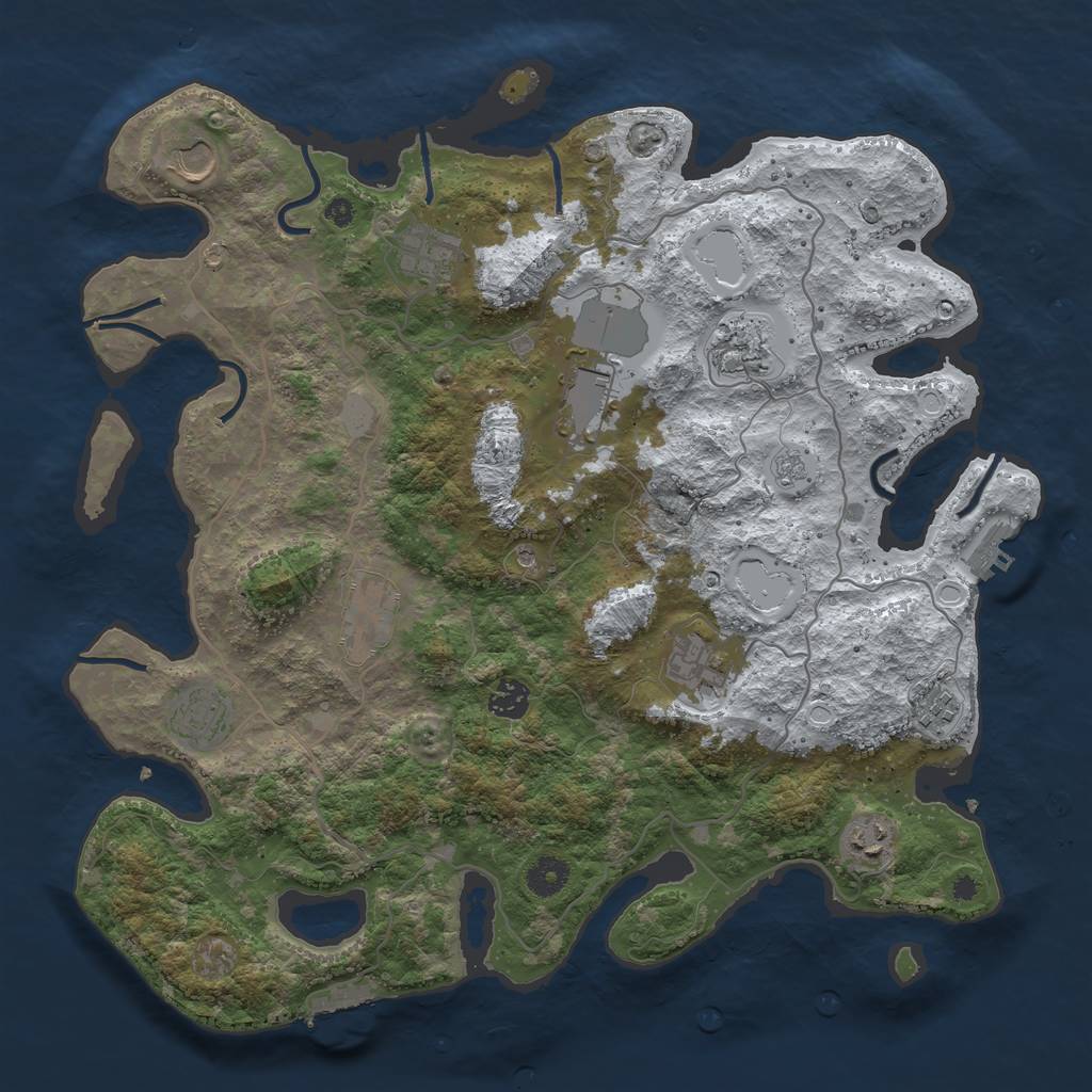 Rust Map: Procedural Map, Size: 4000, Seed: 41369, 19 Monuments