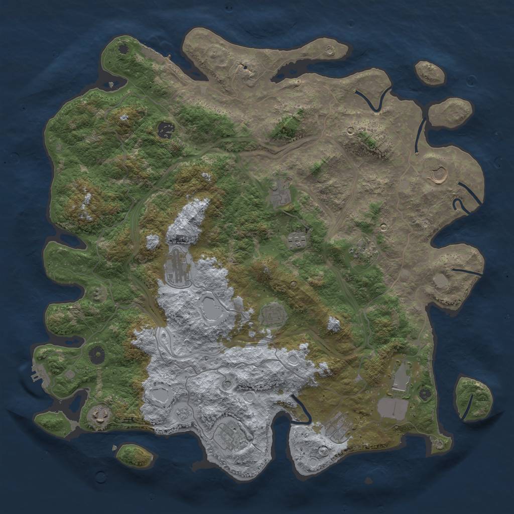 Rust Map: Procedural Map, Size: 4500, Seed: 1232117287, 20 Monuments