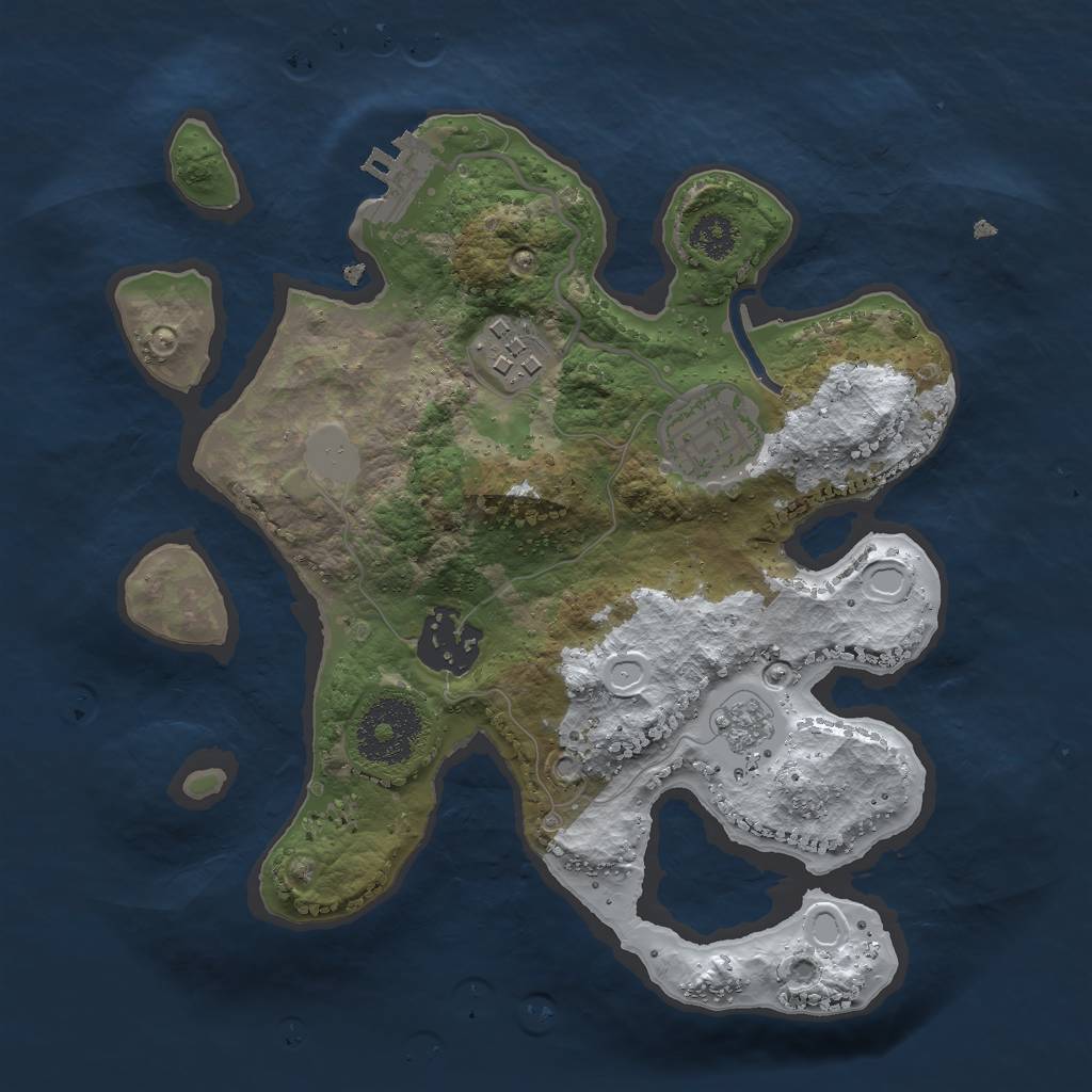 Rust Map: Procedural Map, Size: 2500, Seed: 1738, 10 Monuments