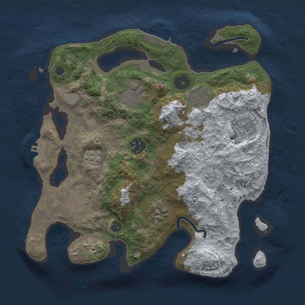 Rust Map: Procedural Map, Size: 3000, Seed: 1670649600, 16 Monuments
