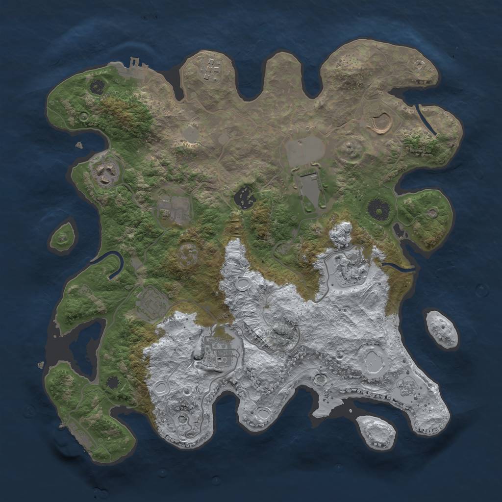 Rust Map: Procedural Map, Size: 3500, Seed: 1516076965, 18 Monuments