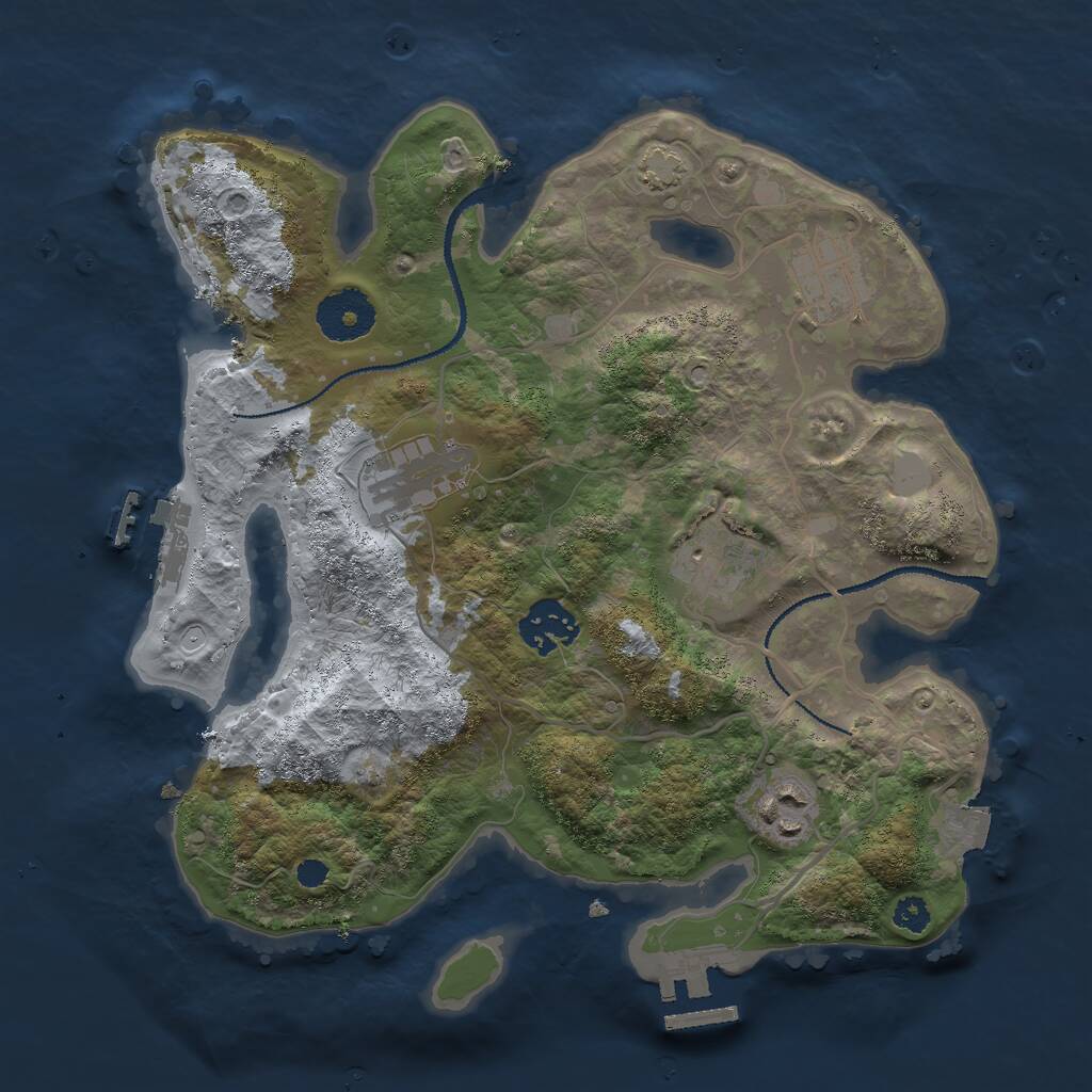 Rust Map: Procedural Map, Size: 3000, Seed: 72836, 9 Monuments