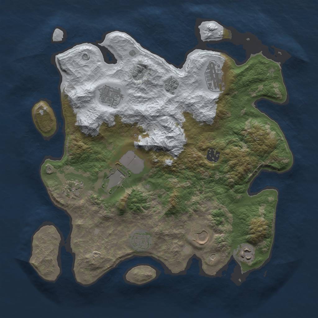 Rust Map: Barren, Size: 3500, Seed: 607362271, 12 Monuments