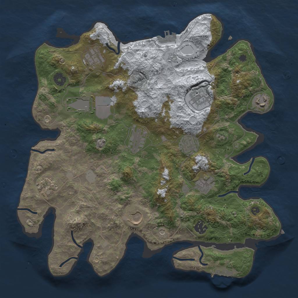 Rust Map: Procedural Map, Size: 3500, Seed: 6542154, 19 Monuments