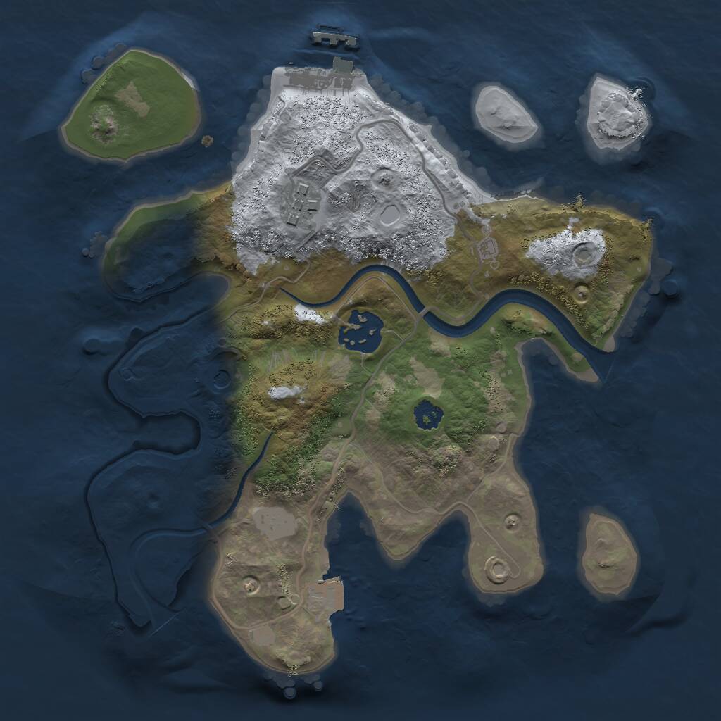 Rust Map: Procedural Map, Size: 2500, Seed: 1869245990, 5 Monuments